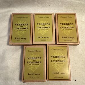 5 Crabtree & Evelyn VERBENA LAVENDER Facial &Bath Soap Bar 1.25 travel‎ size Lot